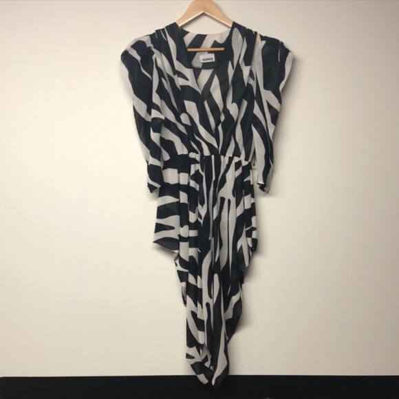 Vintage Glen Rob A-Line Zebra Print Front Wrap Dress - Picture 1 of 7